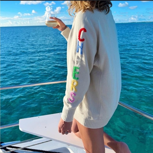 aerie Tops - Aerie Down To Earth Embroidered Cheers Rainbow Sweatshirt